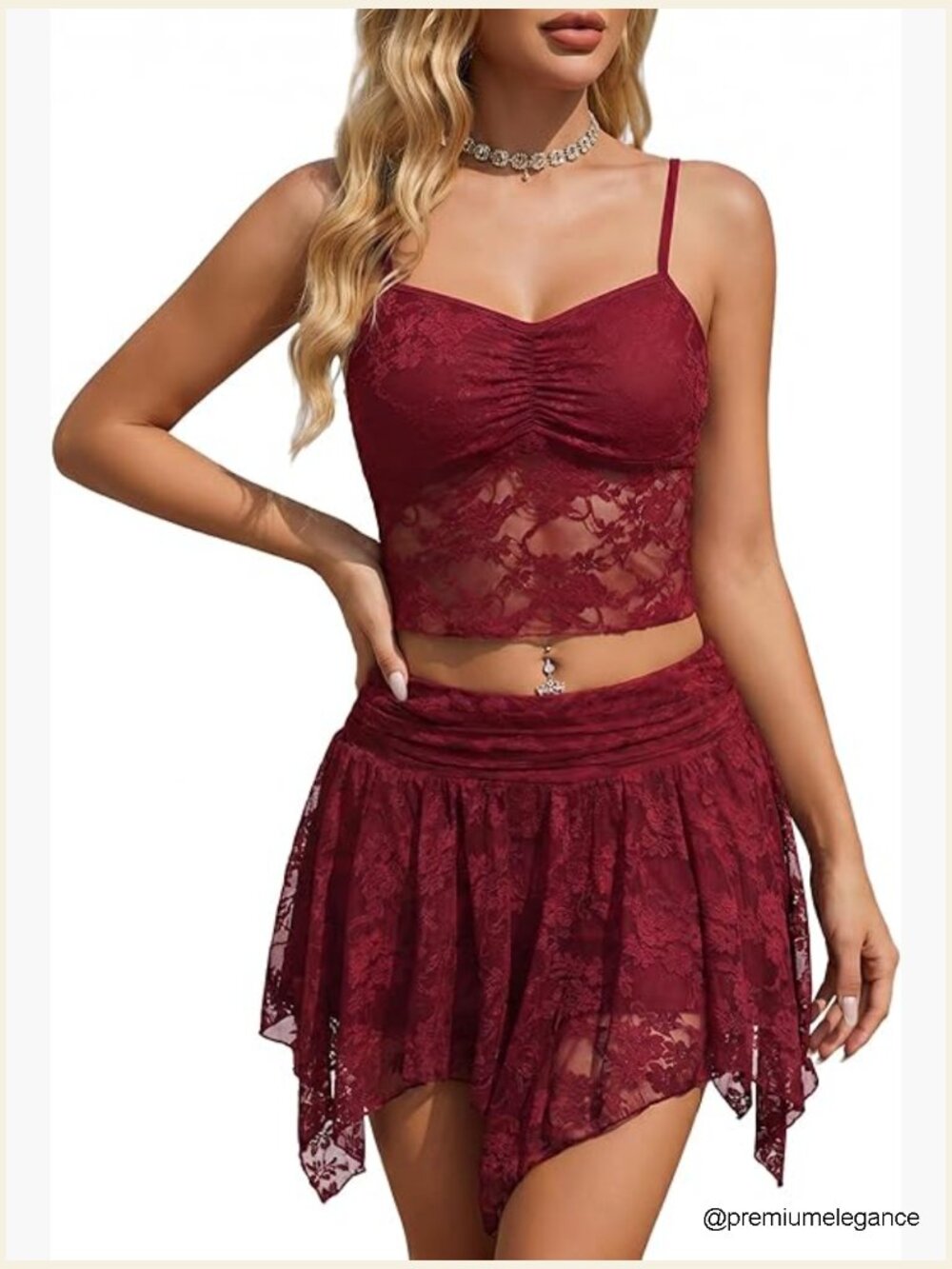 Lace Crop Top and Mini Skirt Set 2 Piece Rave Outfit